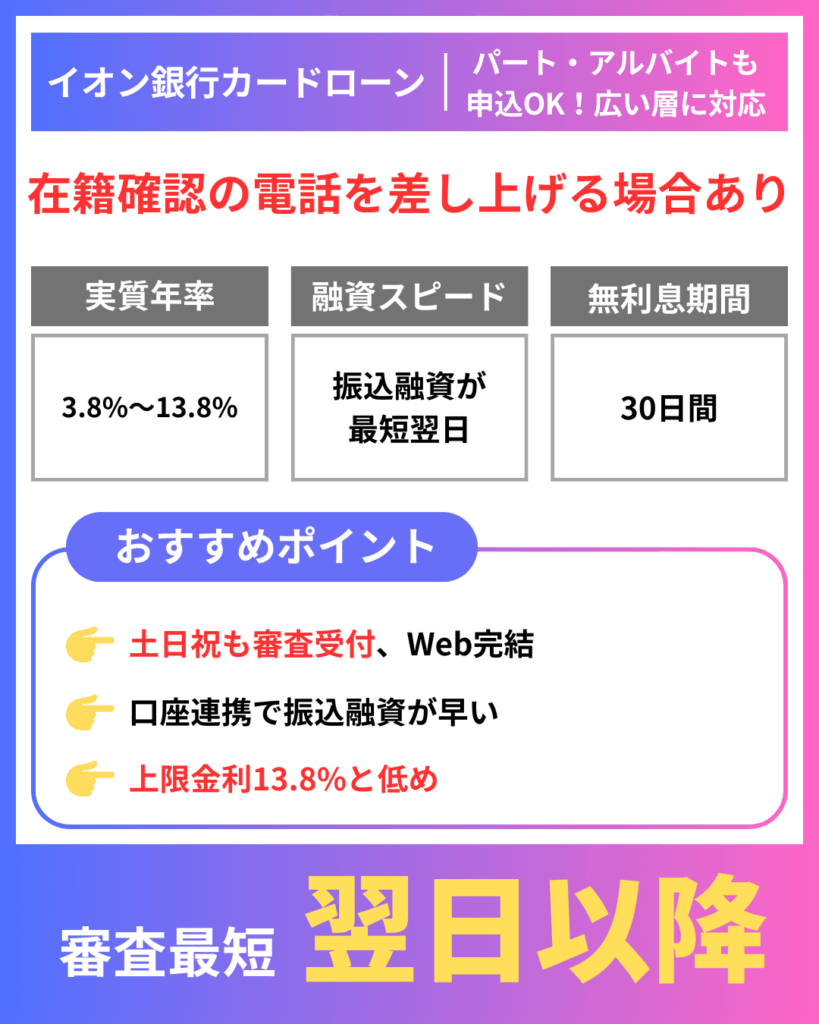 イオン銀行カードローン|パート・アルバイトも申込OK!幅広い層に対応