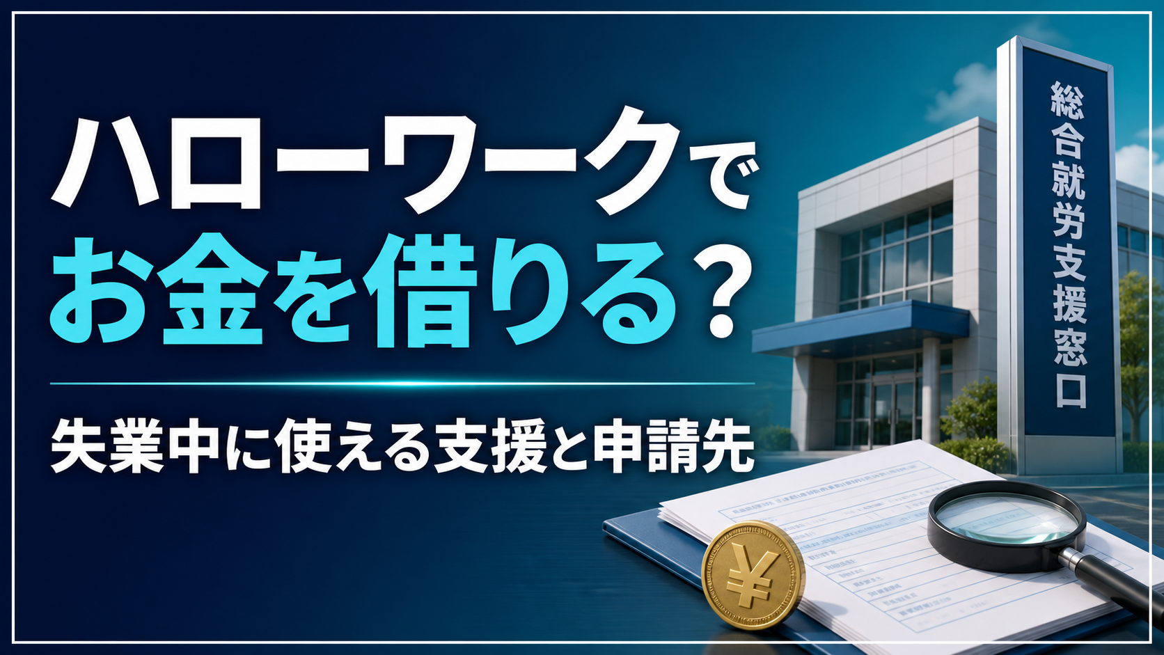 ハローワークで失業中に使える支援制度と申請先を示すアイキャッチ