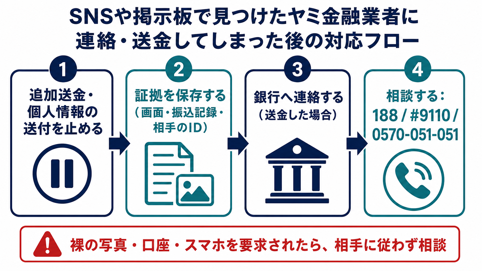 個人融資の相手へ連絡や送金をしてしまった後の対応フロー