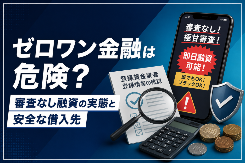 ゼロワン金融の危険性と安全な借入先を解説するアイキャッチ