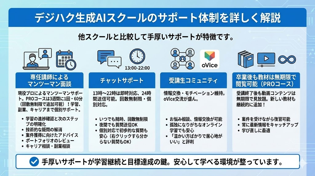 デジハク生成AIスクールのサポート体制を詳しく解説