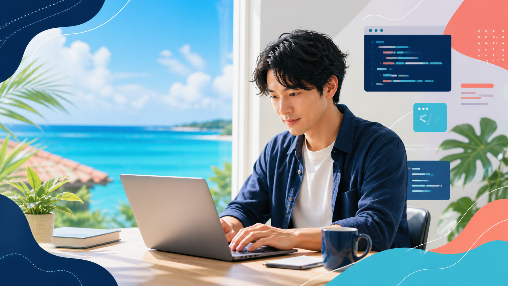 沖縄でプログラミングを学ぶ社会人のイメージ