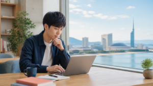 福岡県でプログラミングを学ぶ社会人のイメージ