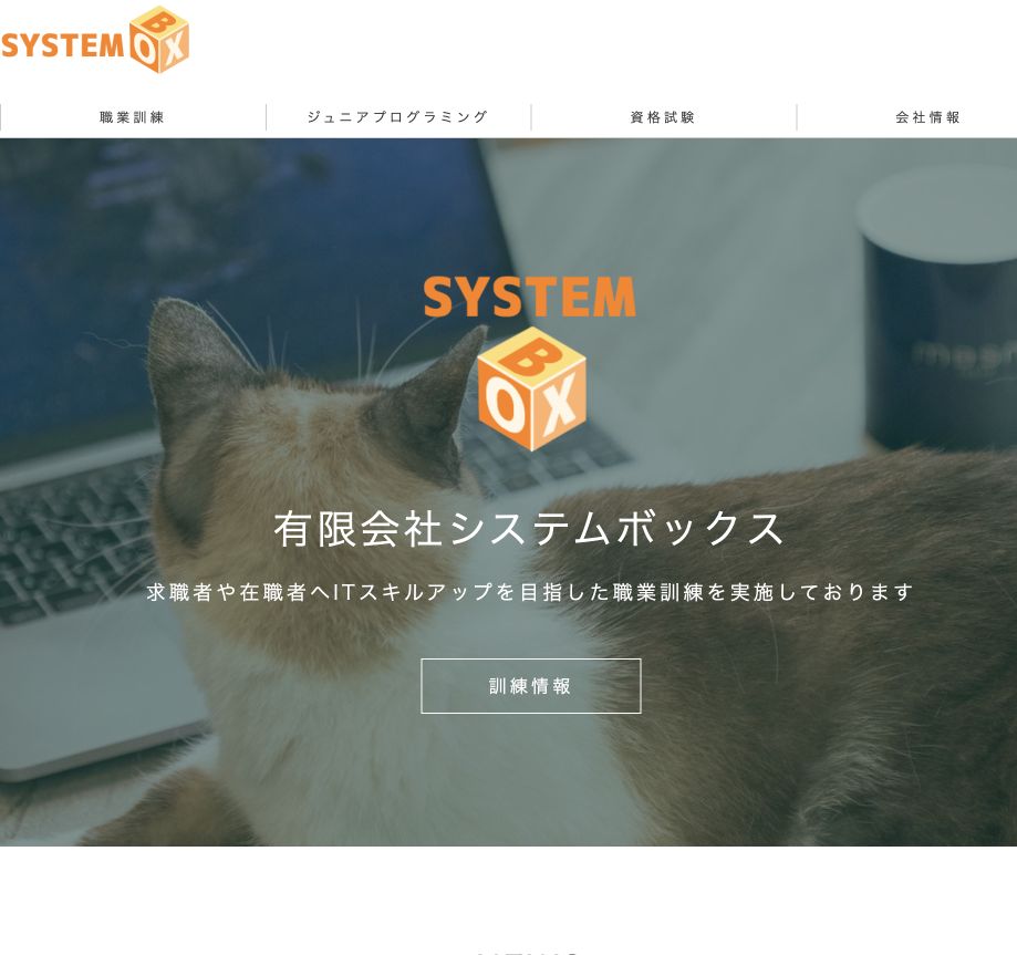 システムボックス公式サイトのトップページ