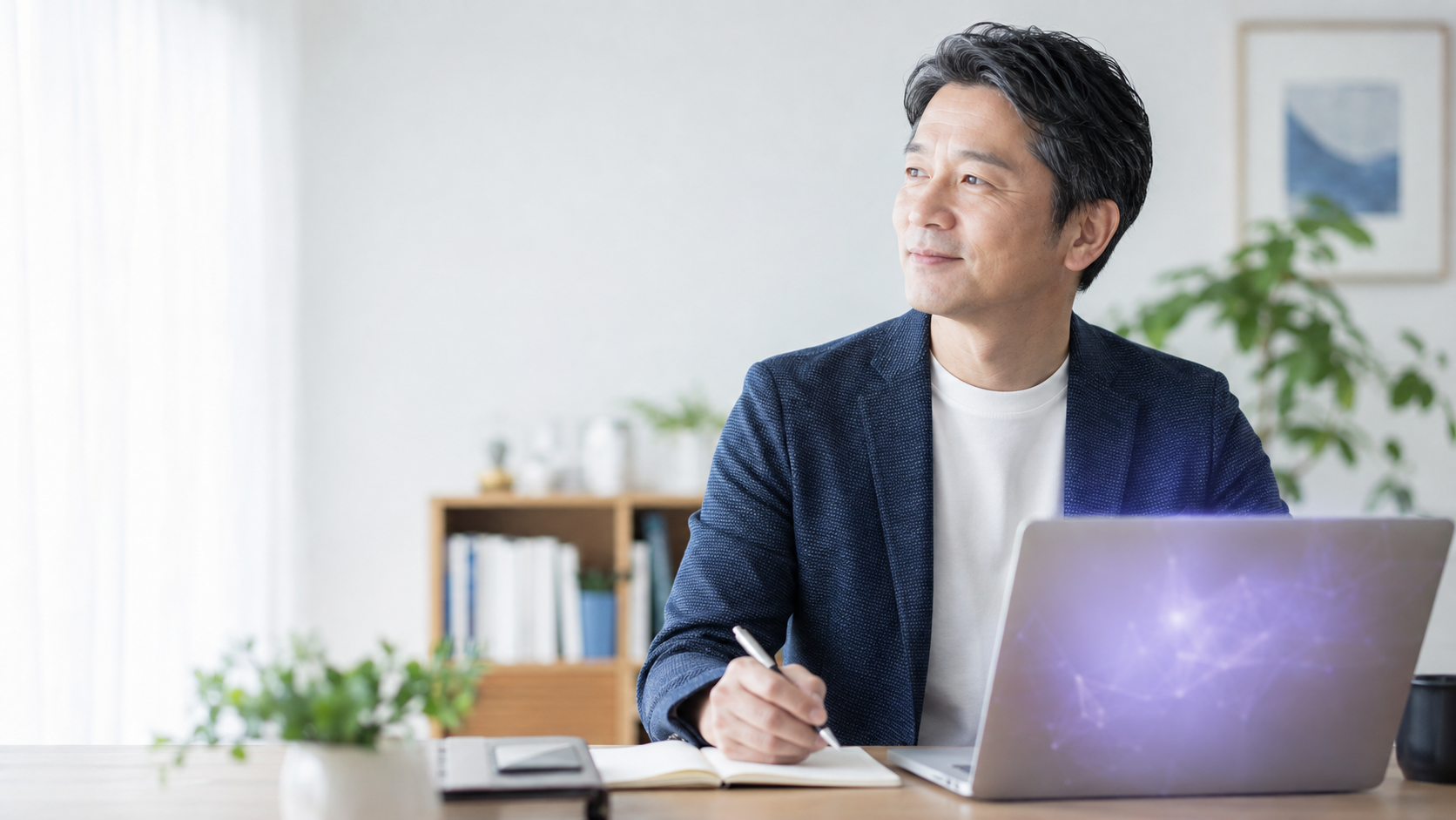 ライフシフトラボAIコースを検討する40代男性のイメージ