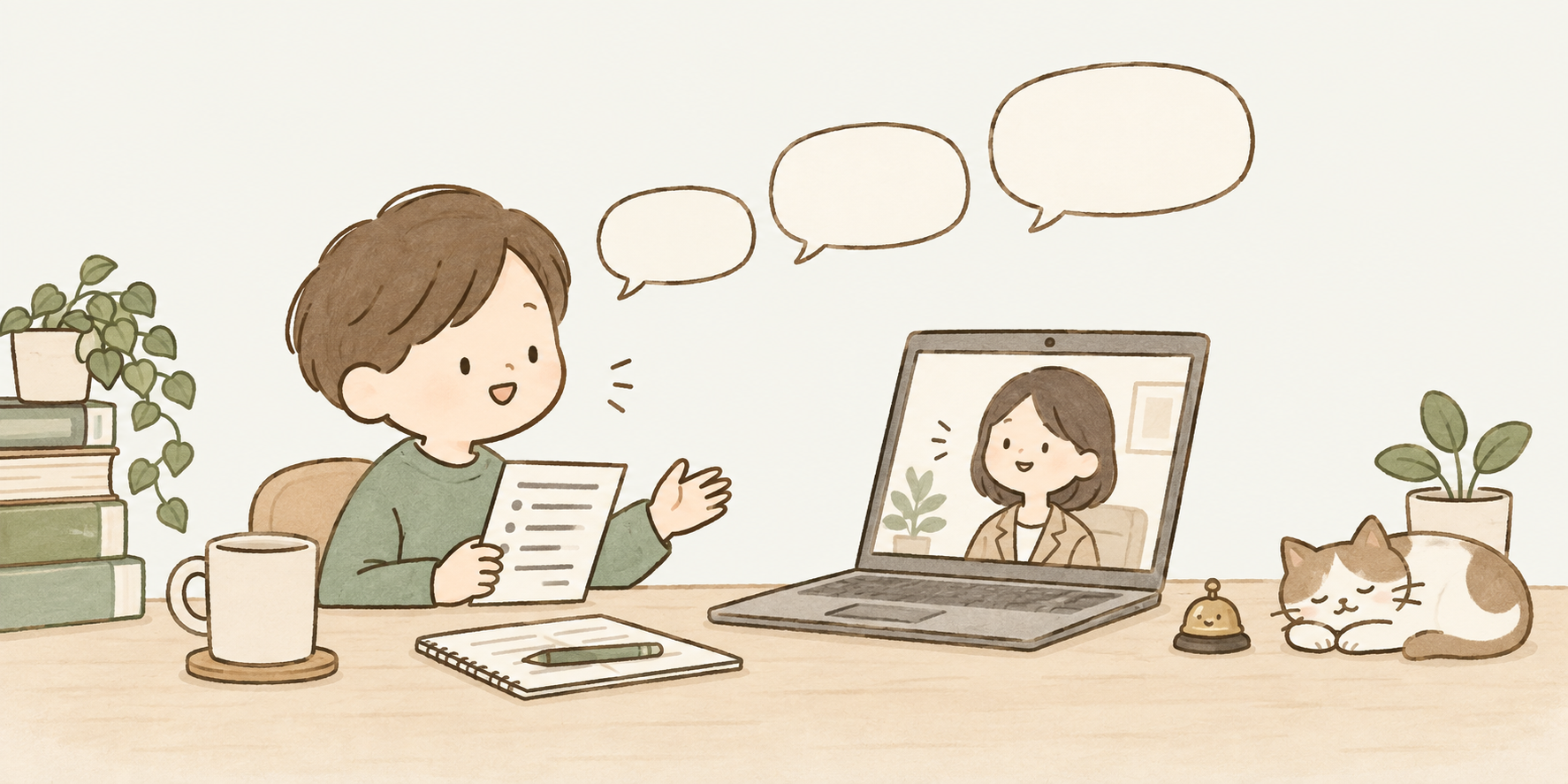 経験のメモを見ながら、自分が担当した仕事を短く話すエンジニア