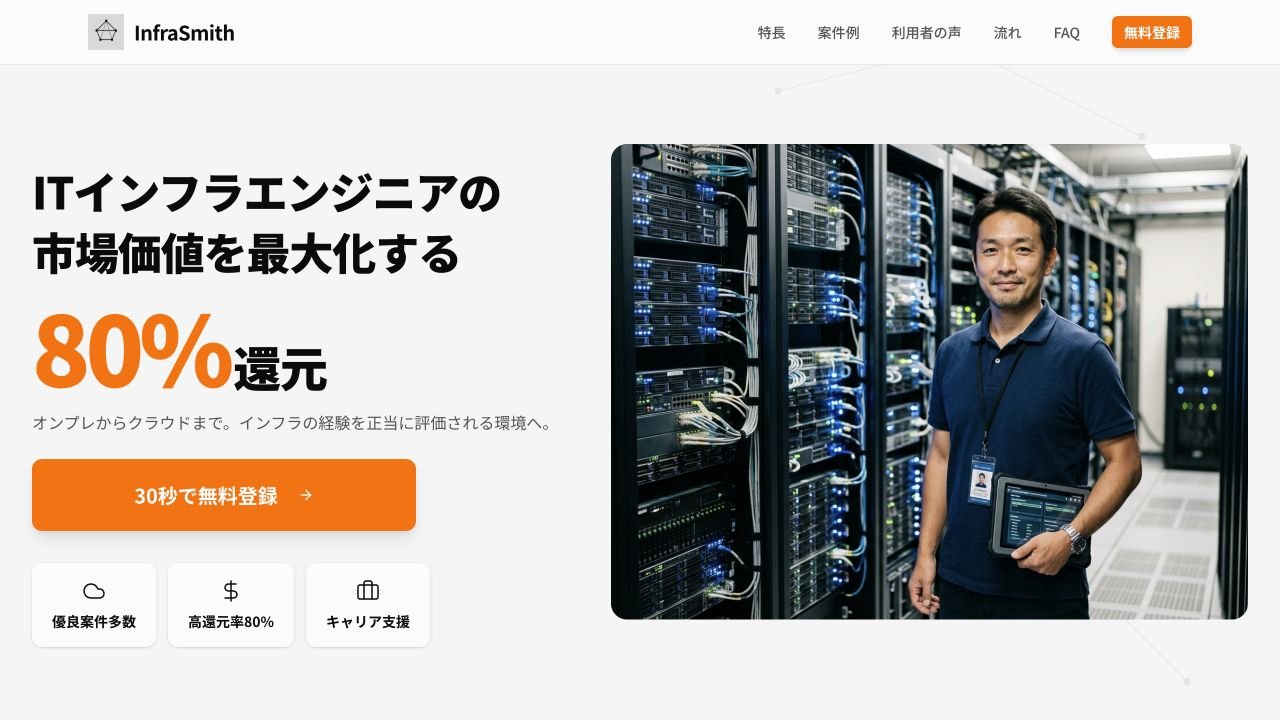 InfraSmith公式サイトのトップページ