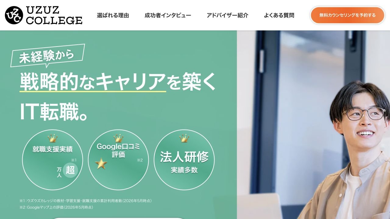 ウズカレエージェント公式サイトのトップページ